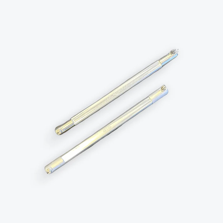 Two chrome socket wrench extension bars