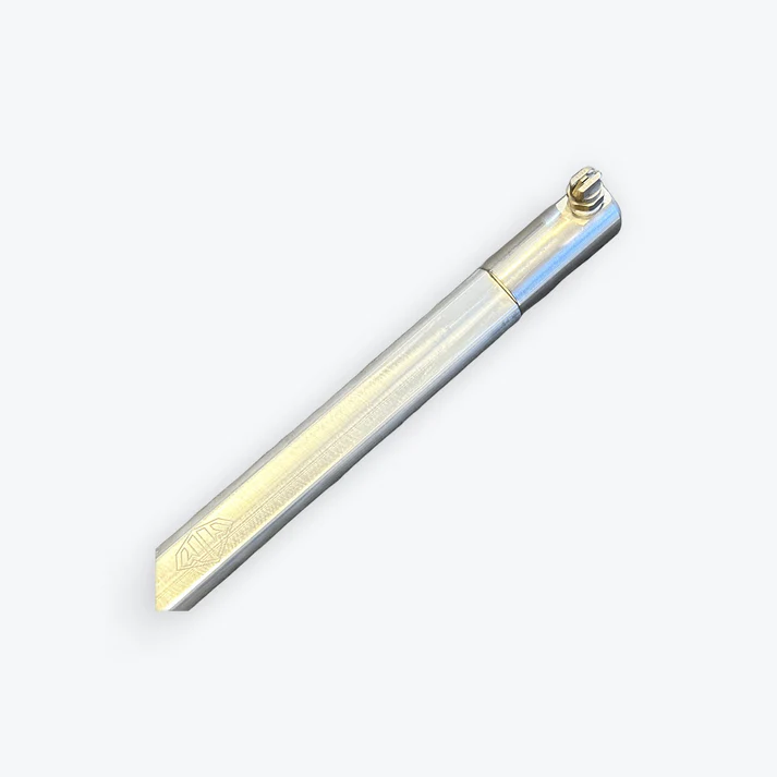Silver metal pocket tool with screw cap